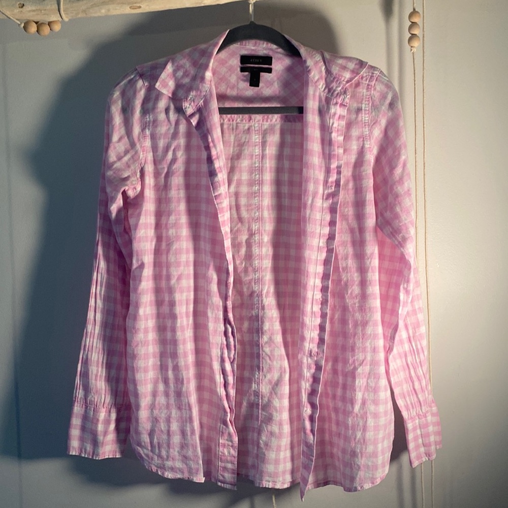 Boys J. Crew Pink and White Checkered Flannel Size 2
